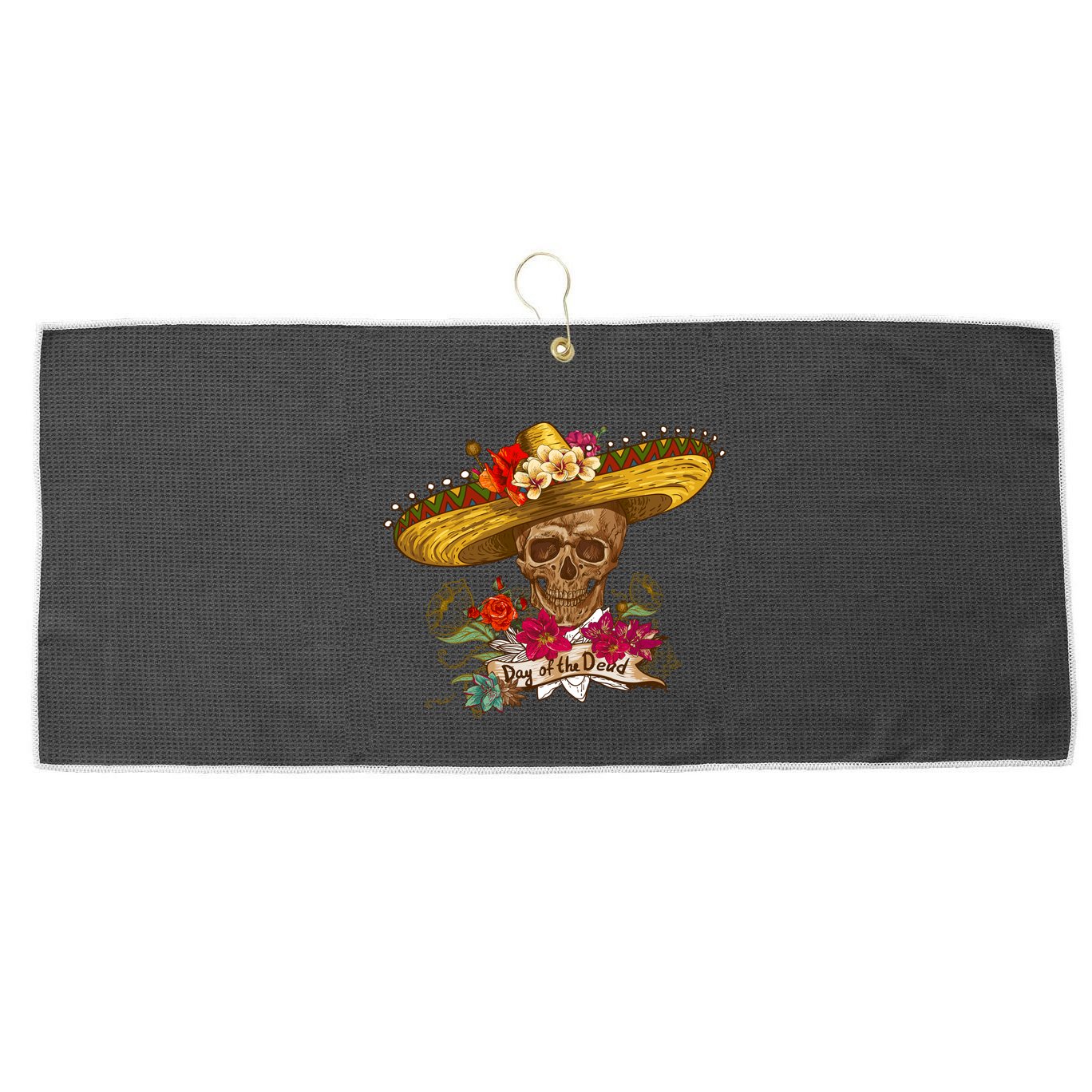 Day Of The Dead Mexican Skull Large Microfiber Waffle Golf Towel