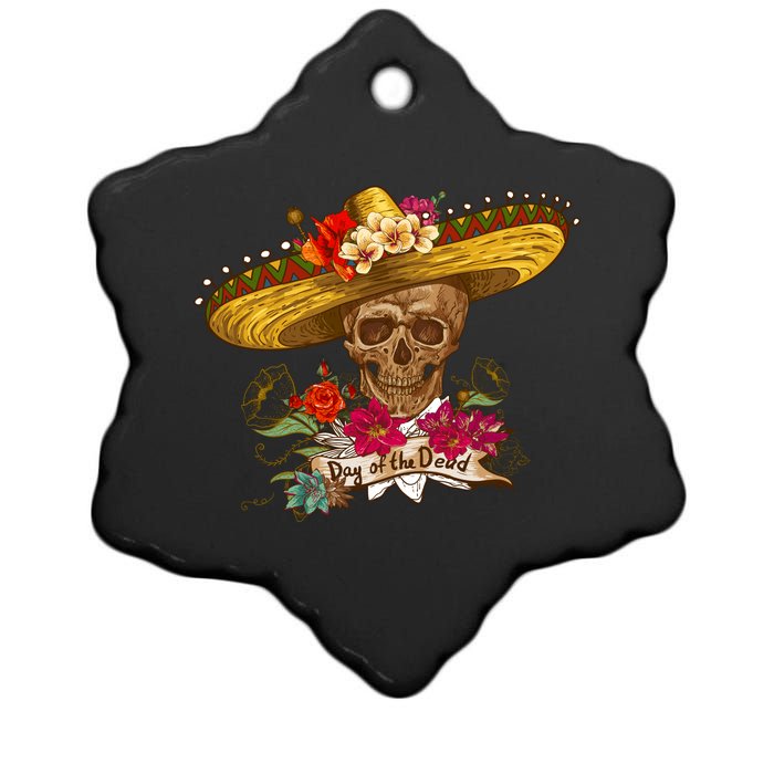 Day Of The Dead Mexican Skull Ceramic Star Ornament