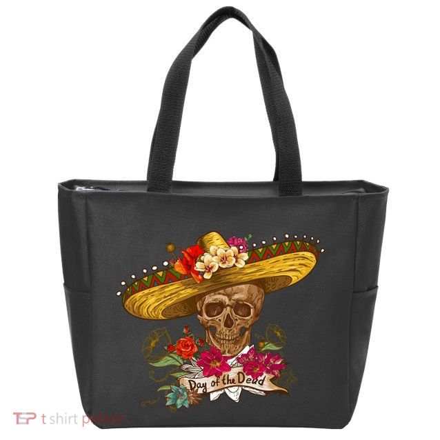 Day Of The Dead Mexican Skull Zip Tote Bag