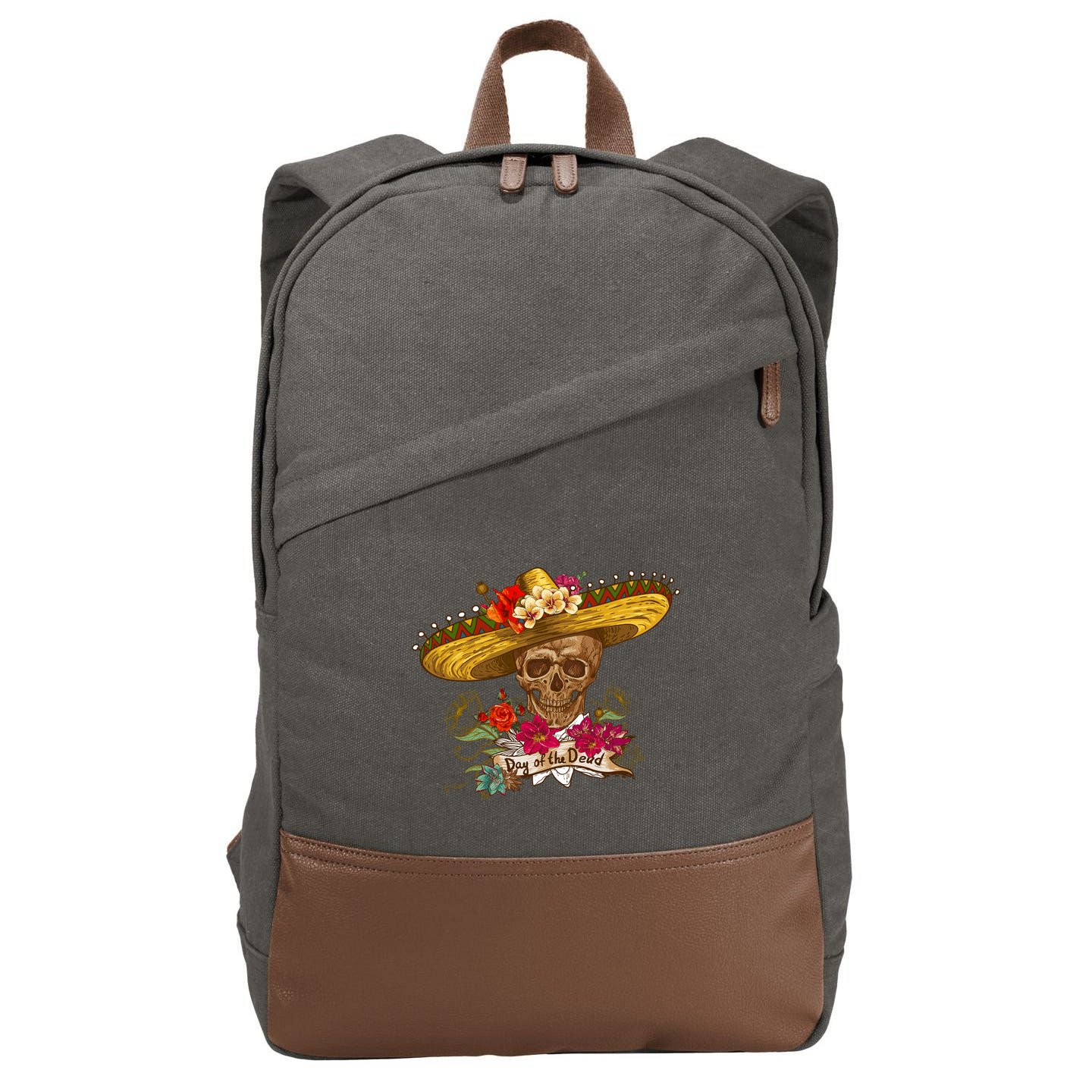 Day Of The Dead Mexican Skull Cotton Canvas Backpack