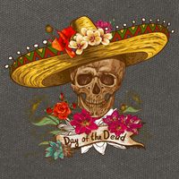 Day Of The Dead Mexican Skull Cotton Canvas Backpack