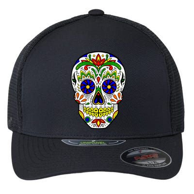 Day of the Dead Skull dia de los Muertos Flexfit Unipanel Trucker Cap