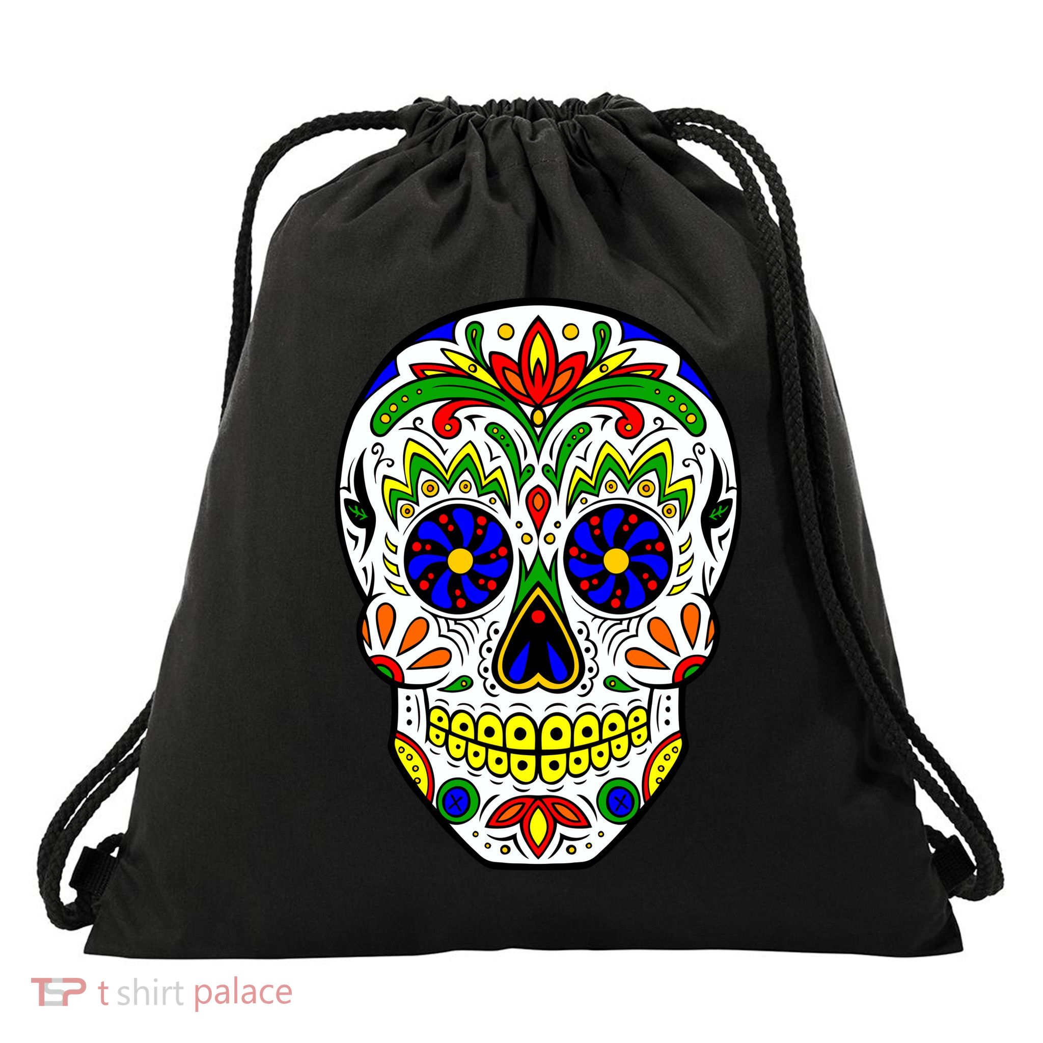 Day of the Dead Skull dia de los Muertos Drawstring Bag