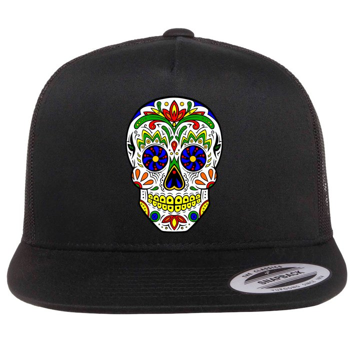 Day of the Dead Skull dia de los Muertos Flatbill Hat