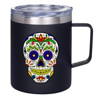 Day of the Dead Skull dia de los Muertos 12oz Stainless Steel Coffee Mug