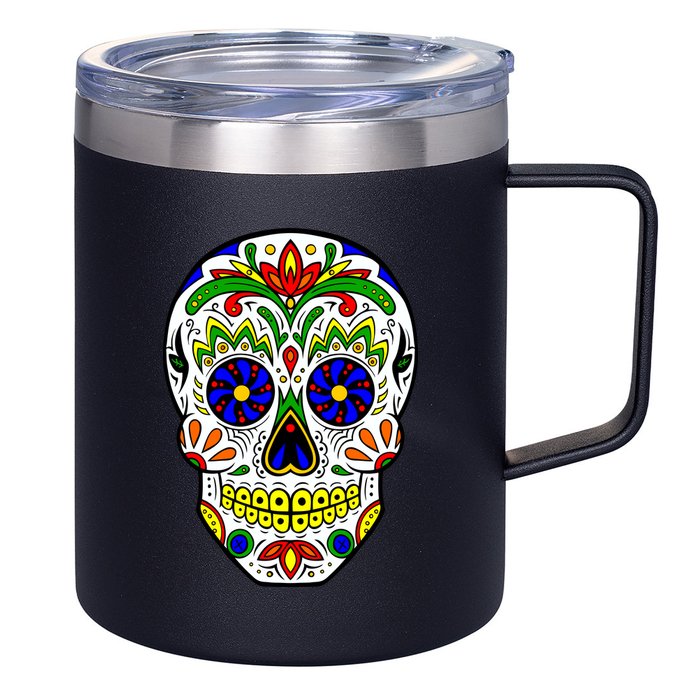 Day of the Dead Skull dia de los Muertos 12oz Stainless Steel Coffee Mug