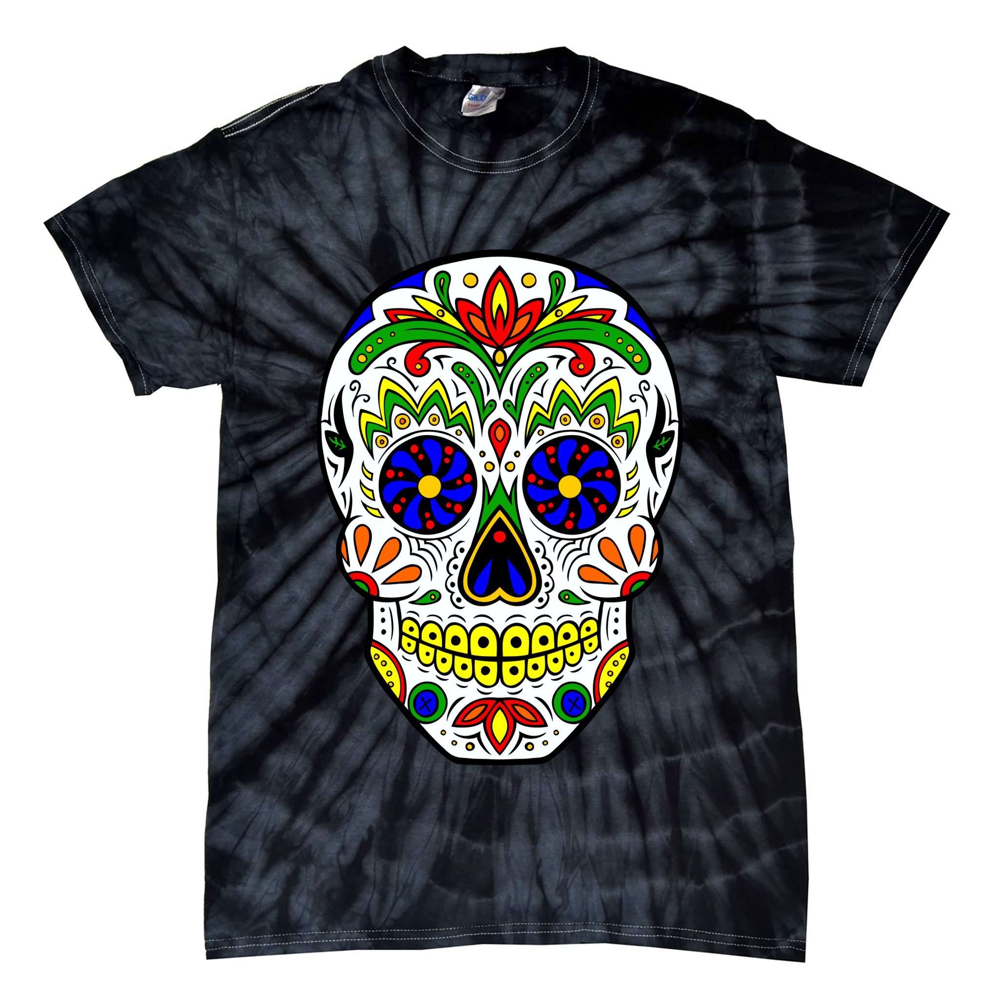 Day of the Dead Skull dia de los Muertos Tie-Dye T-Shirt