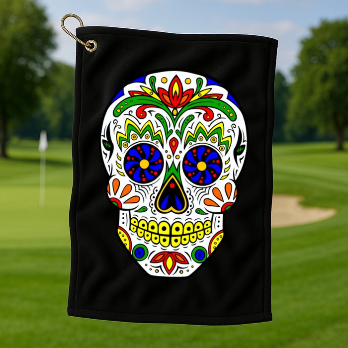 Day of the Dead Skull dia de los Muertos Golf Towel