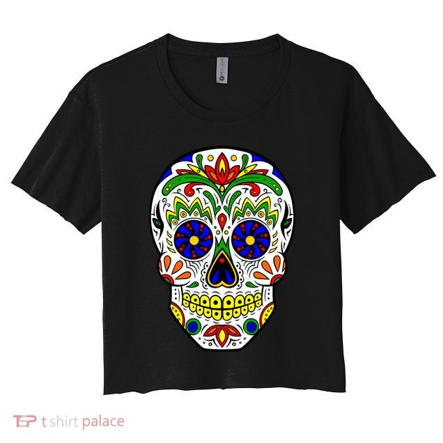 Day of the Dead Skull dia de los Muertos Crop Top