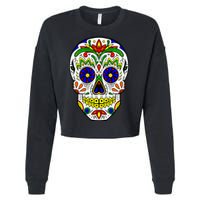 Day of the Dead Skull dia de los Muertos Cropped Pullover Crew