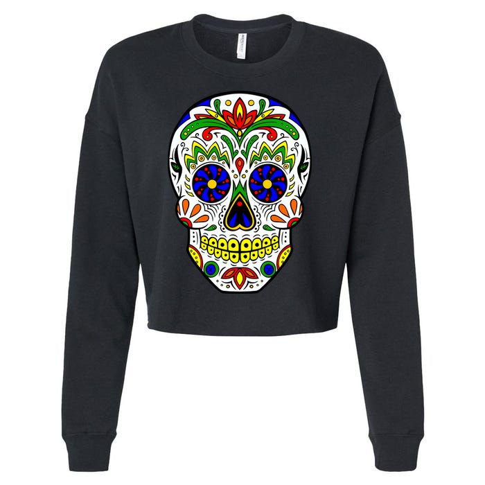 Day of the Dead Skull dia de los Muertos Cropped Pullover Crew