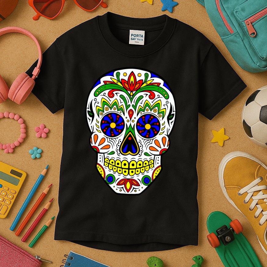 Day of the Dead Skull dia de los Muertos Kids T-Shirt