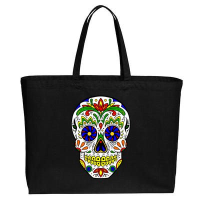 Day of the Dead Skull dia de los Muertos Cotton Canvas Jumbo Tote