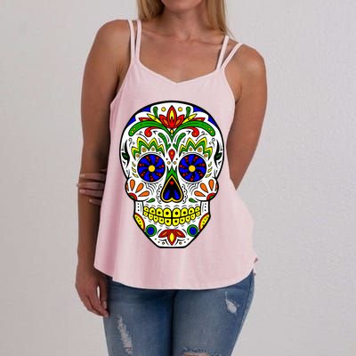 Day of the Dead Skull dia de los Muertos Women's Strappy Tank