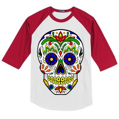 Day of the Dead Skull dia de los Muertos Kids Colorblock Raglan Jersey