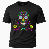 Day of The Dead Skull Flower Glasses Cooling Performance Crew T-Shirt