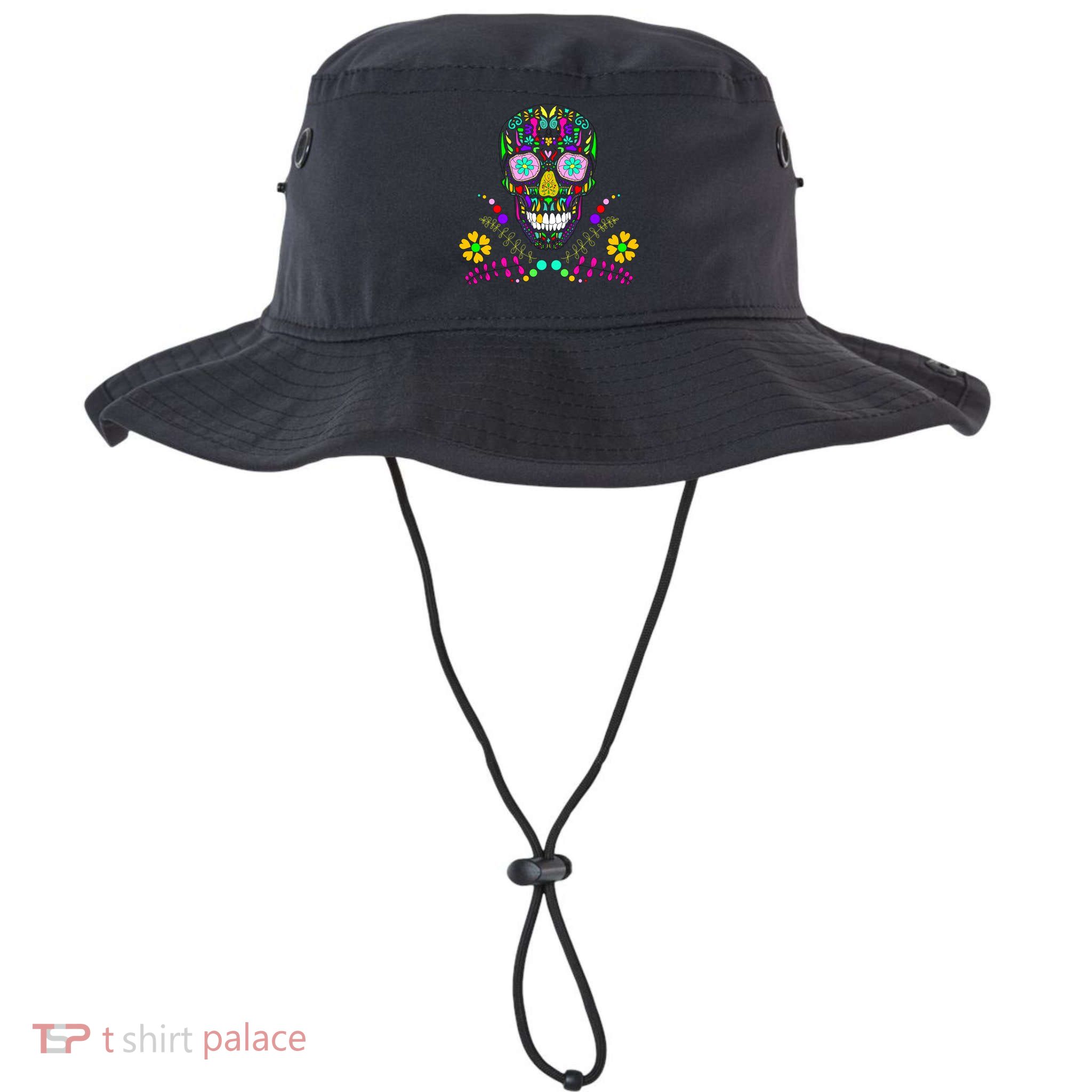 Day of The Dead Skull Flower Glasses Bucket Hat