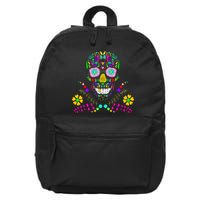 Day of The Dead Skull Flower Glasses 16 in Basic Backpack