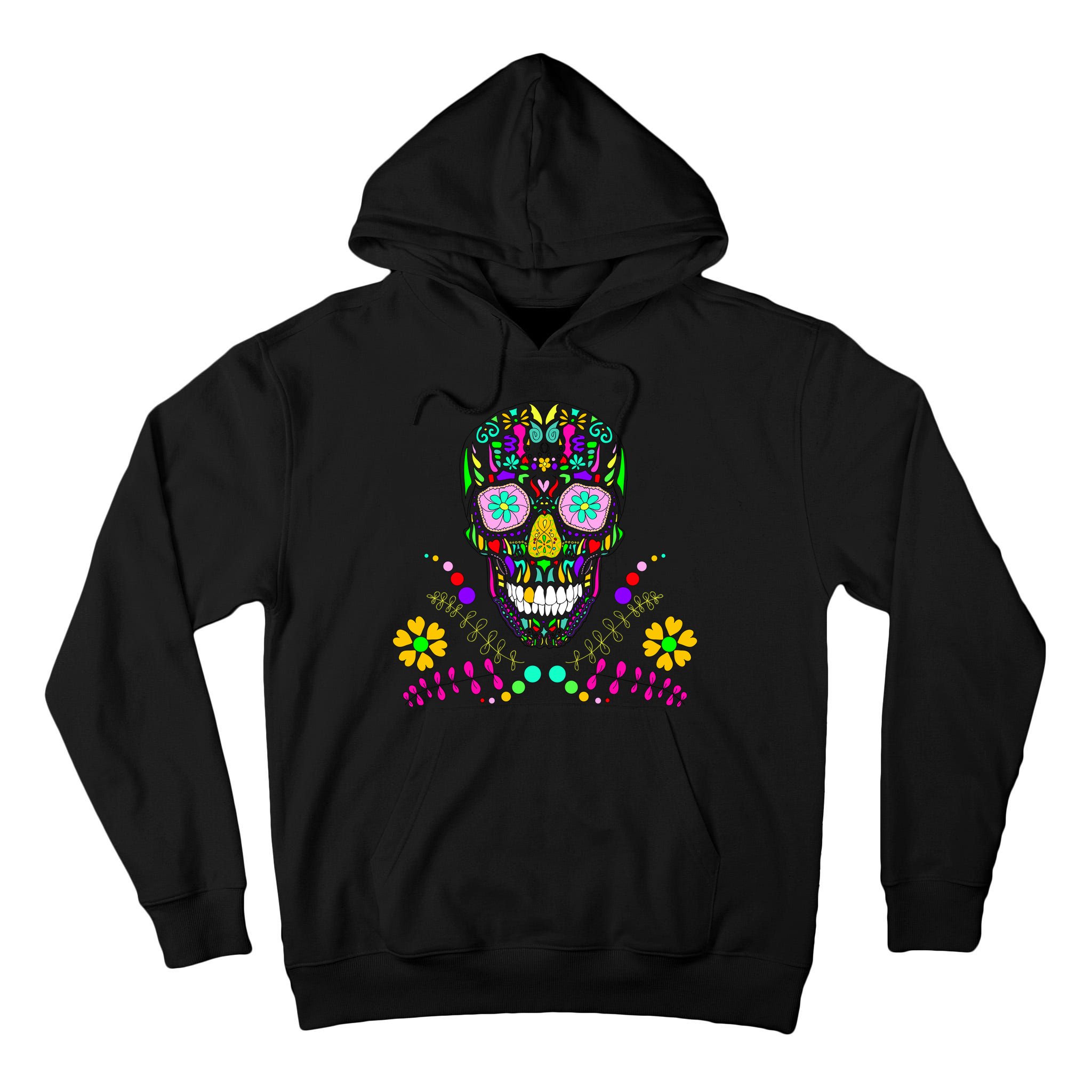 Day of The Dead Skull Flower Glasses Tall Hoodie