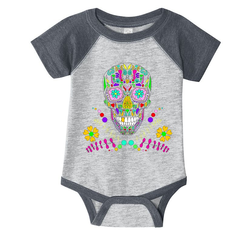 Day of The Dead Skull Flower Glasses Infant Baby Jersey Bodysuit
