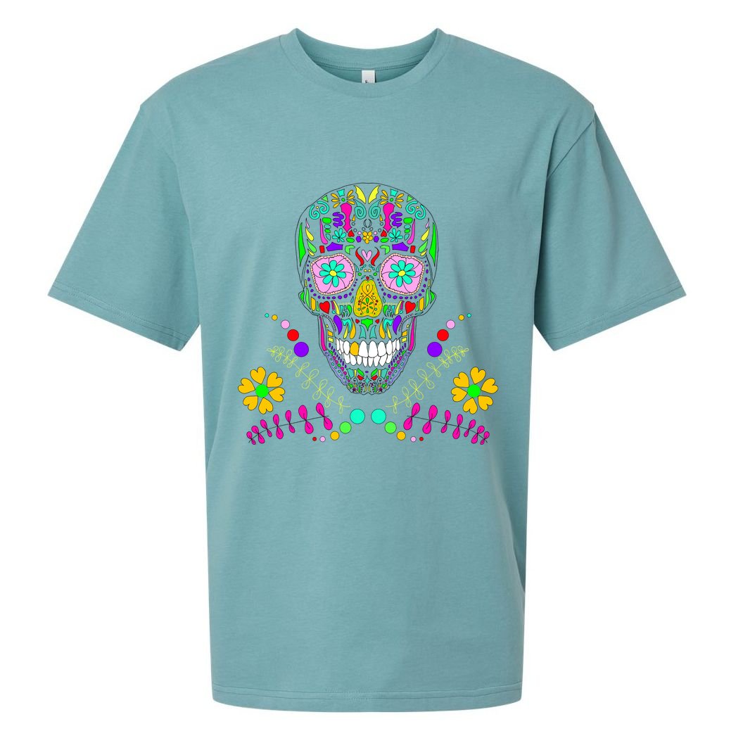 Day of The Dead Skull Flower Glasses Sueded Cloud Jersey T-Shirt