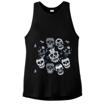 Day Of The Dead Skull Mash Up Ladies PosiCharge Tri-Blend Wicking Tank