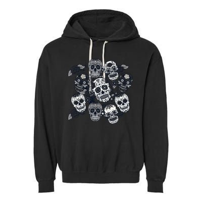 Day Of The Dead Skull Mash Up Garment-Dyed Fleece Hoodie