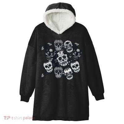 Day Of The Dead Skull Mash Up Hooded Wearable Blanket