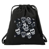 Day Of The Dead Skull Mash Up Drawstring Bag
