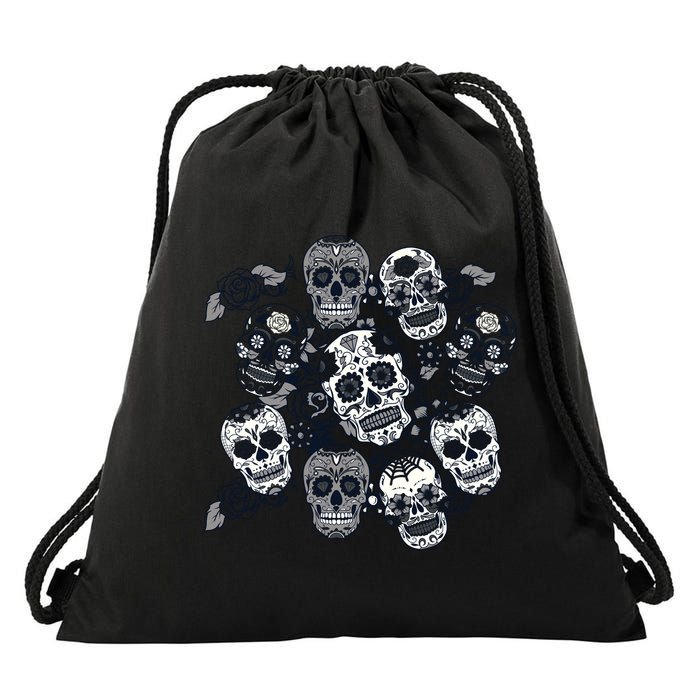 Day Of The Dead Skull Mash Up Drawstring Bag