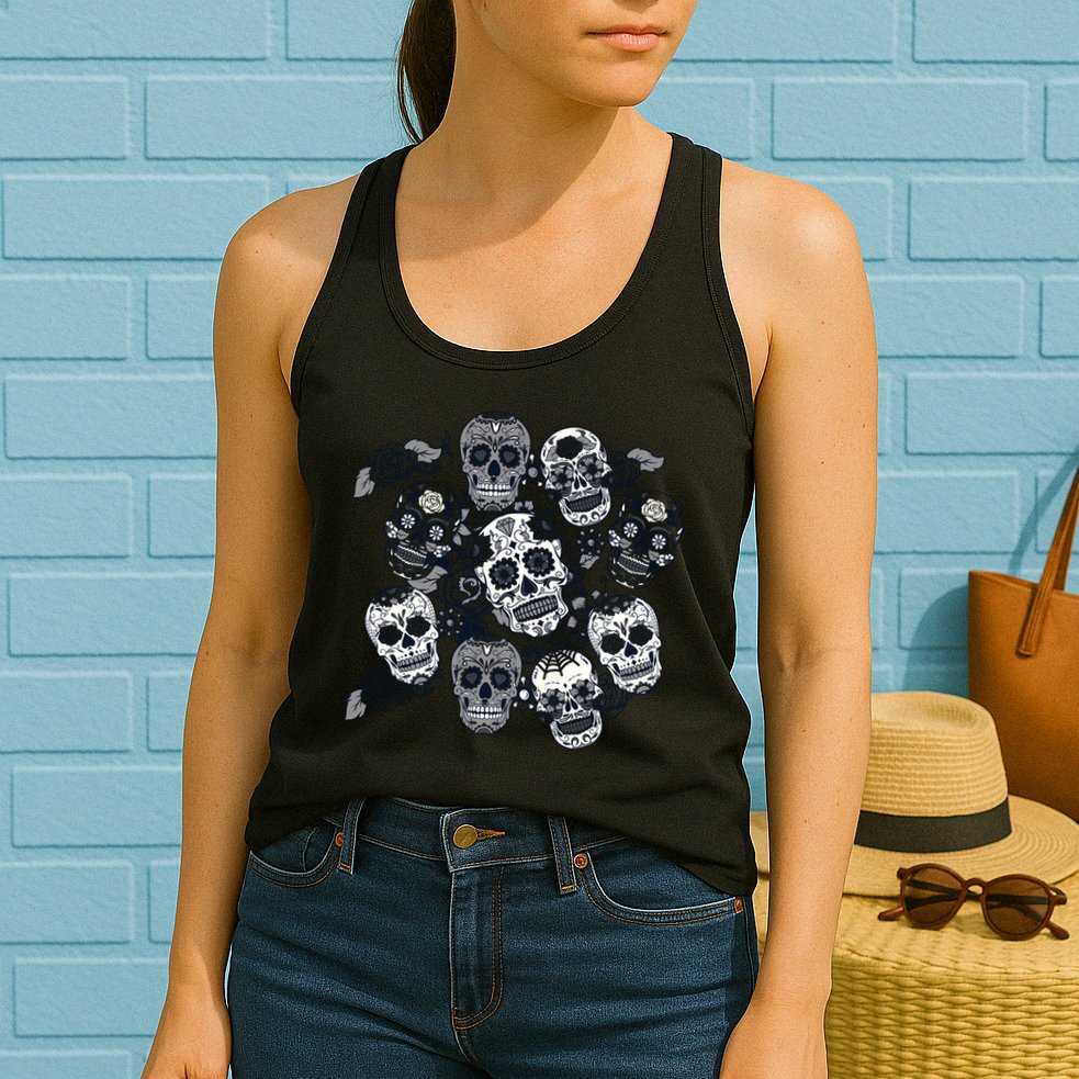 Day Of The Dead Skull Mash Up Womens Tank Top
