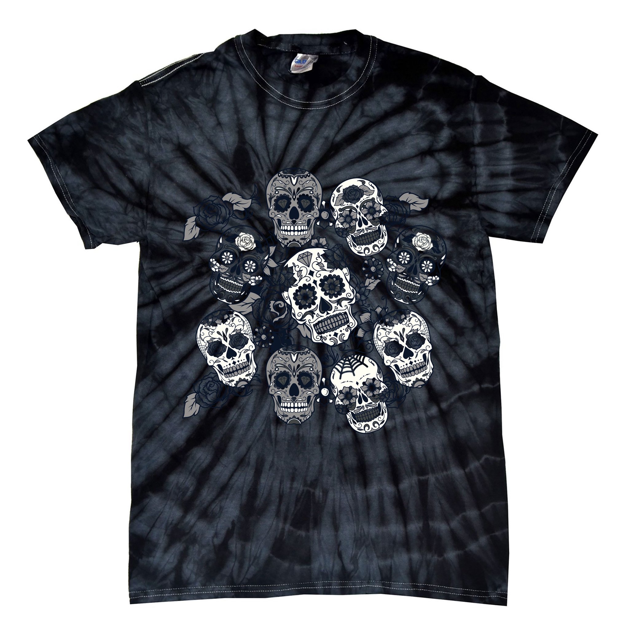 Day Of The Dead Skull Mash Up Tie-Dye T-Shirt
