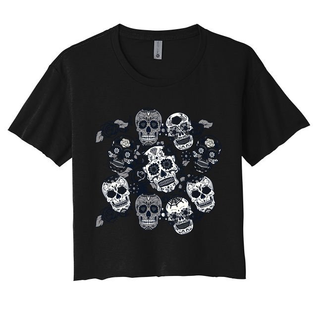 Day Of The Dead Skull Mash Up Crop Top