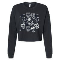 Day Of The Dead Skull Mash Up Cropped Pullover Crew