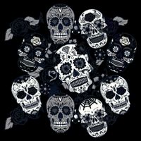 Day Of The Dead Skull Mash Up Cropped Pullover Crew