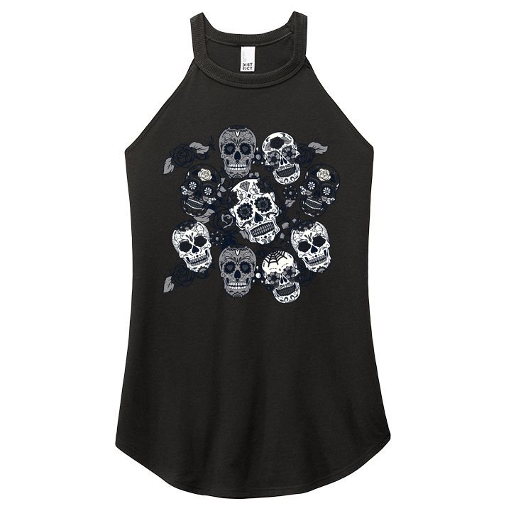 Day Of The Dead Skull Mash Up Women's Perfect Tri Rocker Tank