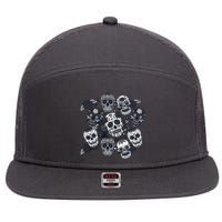 Day Of The Dead Skull Mash Up 7 Panel Mesh Trucker Snapback Hat