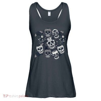 Day Of The Dead Skull Mash Up Ladies Essential Flowy Tank