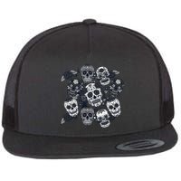 Day Of The Dead Skull Mash Up Flat Bill Trucker Hat