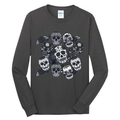 Day Of The Dead Skull Mash Up Tall Long Sleeve T-Shirt