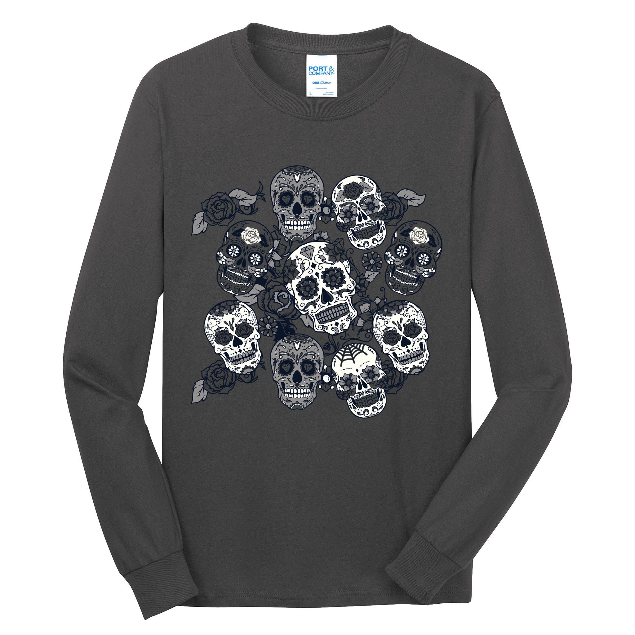 Day Of The Dead Skull Mash Up Tall Long Sleeve T-Shirt