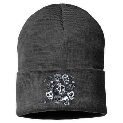 Day Of The Dead Skull Mash Up Sustainable Knit Beanie