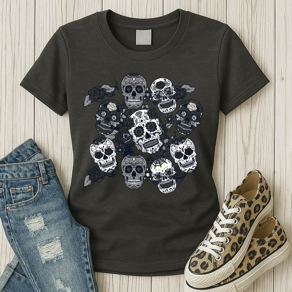 Day Of The Dead Skull Mash Up Womens T-Shirt