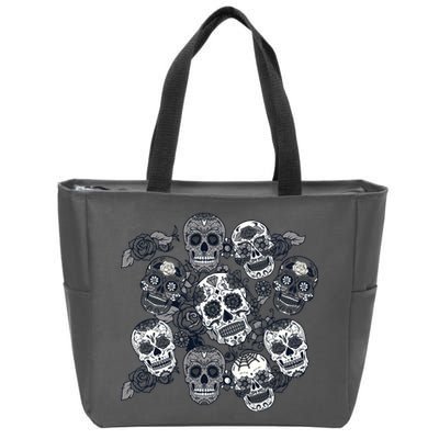 Day Of The Dead Skull Mash Up Zip Tote Bag
