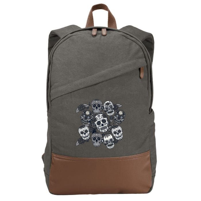 Day Of The Dead Skull Mash Up Cotton Canvas Backpack