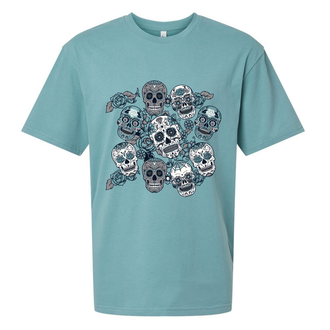 Day Of The Dead Skull Mash Up Sueded Cloud Jersey T-Shirt