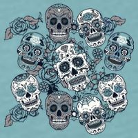 Day Of The Dead Skull Mash Up Sueded Cloud Jersey T-Shirt