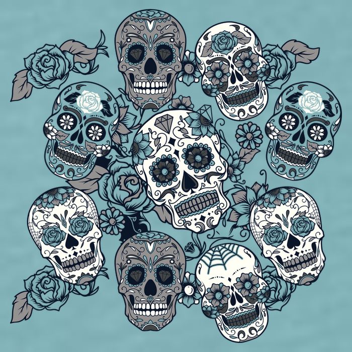Day Of The Dead Skull Mash Up Sueded Cloud Jersey T-Shirt