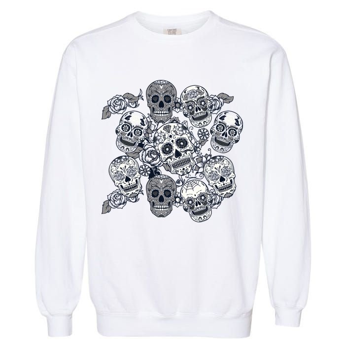 Day Of The Dead Skull Mash Up Garment-Dyed Sweatshirt
