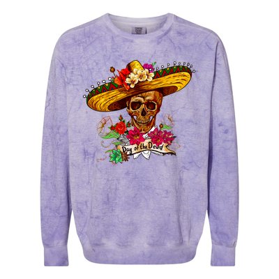 Day of the Dead Sugar Skull Sombrero Colorblast Crewneck Sweatshirt